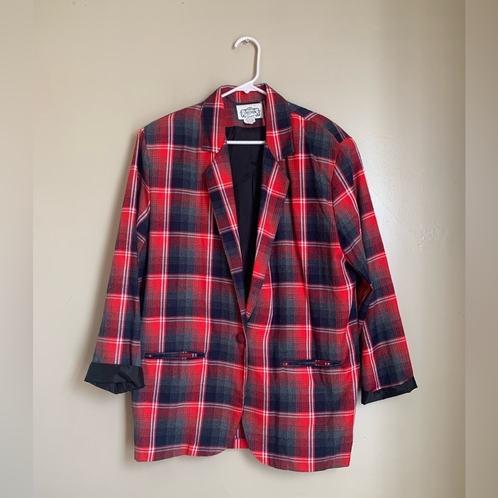 Plaid Blazer Jacket streewear 80’s flannel christmas holiday coat made in usa